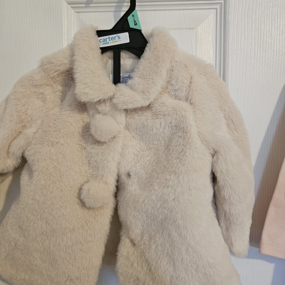 Carter's Soft Beige Fuzzy Pea Coat